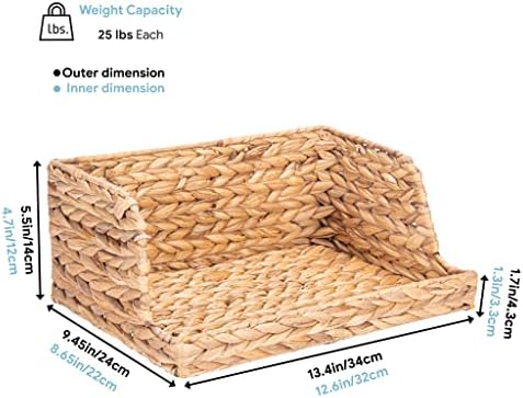 VATIMA Water Hyacinth Storage Baskets with Large Open-Front for Kitchen, Decorative for Living Room, 13.4” x 9.5” x 5.5”, 2 Pack - Image 4