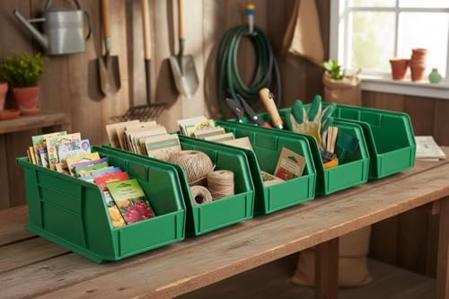 HE HUDSON EXCHANGE 11" x 5.5" x 5" (12 Pack) Plastic Stackable Storage Bin, Green - Image 4