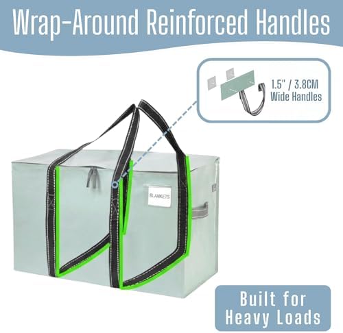 VENO 8 Pack Heavy Duty Moving Bags, Extra Large Storage Bags with Reinforced Handles & Strong Zippers, Foldable & Reusable Moving Box Alternative for Clothes & Dorm Storage - Image 2