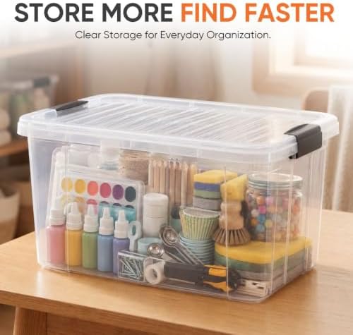 Superio 14.7 Quart Clear Plastic Storage Boxes with Lids, Stackable Organizer Containers, BPA-Free Storage Bins for Home, Office, School & Dorm, 8 Pack - Image 2