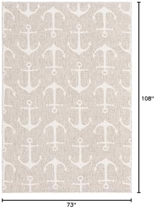 Unique Loom Outdoor Coastal Collection Area Rug - Ahoy (6' 1" x 9' Rectangle, Gray/ Ivory) - Image 2