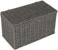 Household Essentials Small Handwoven Paper Rope Wicker Basket with Lid, Grey by HouseholdEssentials