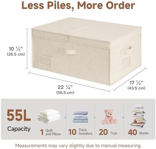 StorageWorks Large Decorative Storage Boxes with Lids, Rustic Linen - Image 6