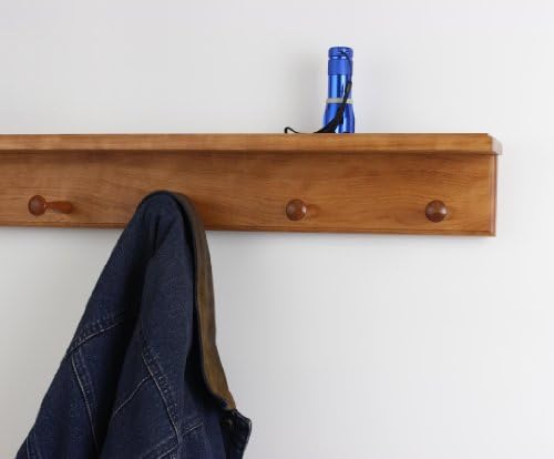Cherry Peg Rack with Shelf -Handcrafted in The USA (Cherry, 47" with 8 pegs) - Image 3