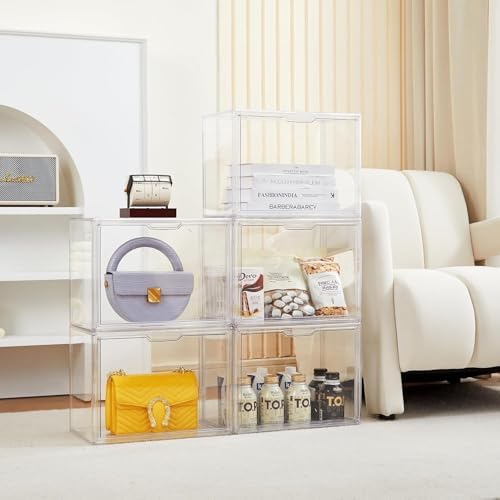 ZLLZUU Acrylic Display Case Large Clear Boxes 3 Pack Stackable Storage Bins - Image 5