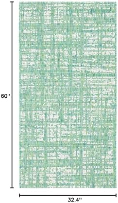SAFAVIEH Washable Rug Outdoor Courtyard Collection - 2'7" x 5', Green Blue & Ivory, Non-Shedding & Easy Cleaning, Ideal for Patio, Backyard, Mudroom (CY8451-55721) - Image 2