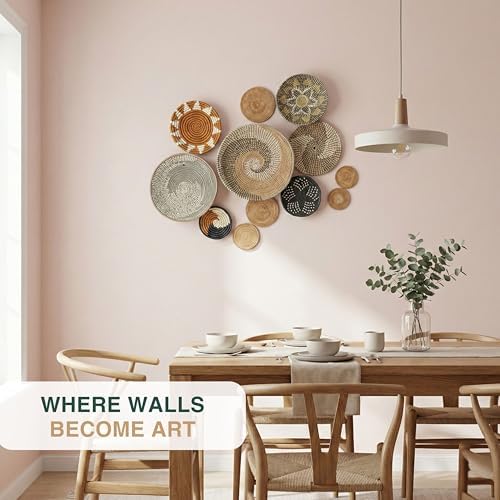 Woven Basket Wall Decor Set of 12, Decorative Wall Plates - Image 6