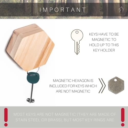 EWART WOODS Magnetic Key Holder for Wall Key Rack Key Hook for Wall Modern Key Holder entryway Organizer Wood Key Hook Storage Hexagon (Dark Brown, 3 pcs) - Image 5