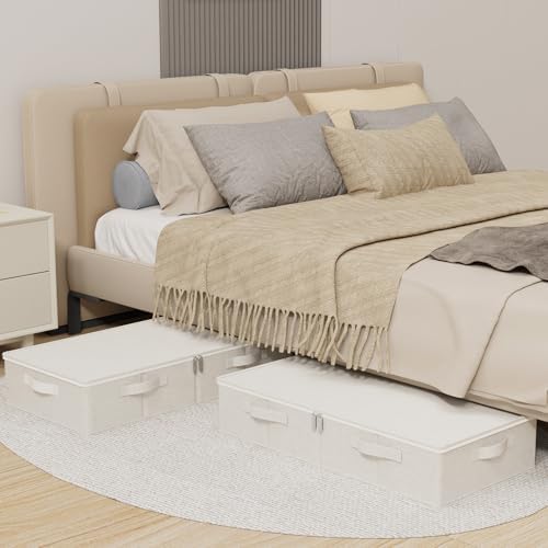 Underbed Storage Basket with PP Panel,31.4x15.7x5.9in,Beige,2 Pack - Image 2