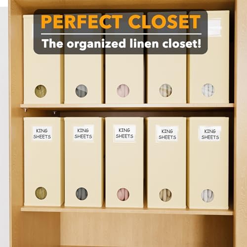 SpaceAid 10 Pack Bed Sheet Organizers and Storage, Foldable Sheet Organizer for Linen Closet, Sheets Set Folder Keeper with Window XL (Queen & King Size) Organizing Bedding Container, Beige - Image 5