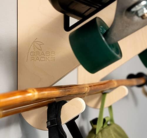 Grassracks Bamboo & Birch Snowboard Rack and Skateboard Rack - Moloka`i Series Snowboard Wall Mount - Image 5