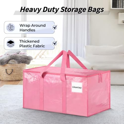 8 Pack Extra Large Clothes Storage Bins with Lids, Moving Bags, Pink - Image 4