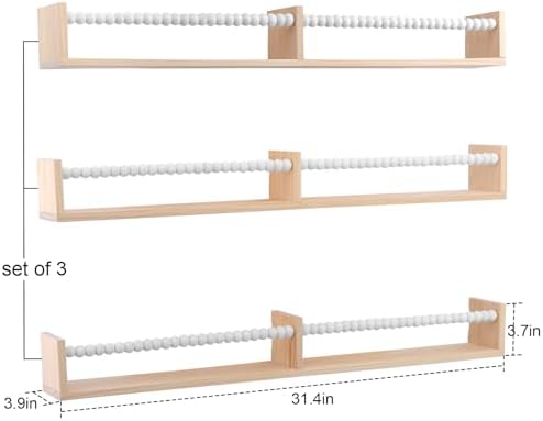 birola Nursery Bookshelf,Set of 3 White Wood Floating Bookshelf for Kids,Nursery Shelves for Wall,Bathroom Decor, Kitchen Spice Rack (White 3) - Image 3