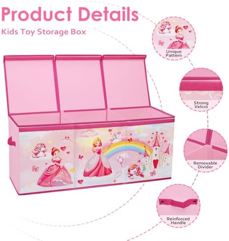 decalsweet Large Toy Box Collapsible Chest Organizer with Flip Lid for Kids - Image 3
