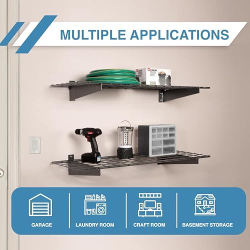 HyLoft 2-Pack Heavy Duty Steel Wall Garage Shelving, 36 in. x 18 in. Adjustable, Includes Hanging Rod, Max Shelf Load 200 Pounds, Item 777, White Powder Coated Finish - Image 7