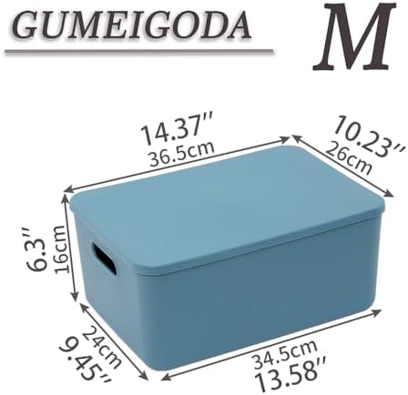 Plastic Storage Bins with lids,Storage Baskets,Container with handle,Storage Organizer Bins for Shelves,Office,Bedrooms,Closets, Cabinets(Blue, 3M) - Image 5