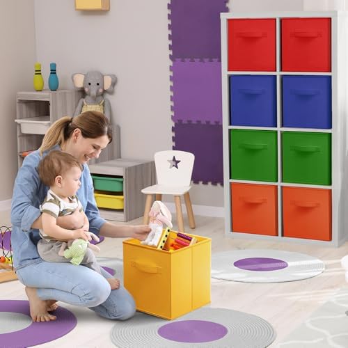 Sorbus Foldable Fabric Storage Cubes, 12 Pack (11 Inch, Deep Rainbow) - Image 5