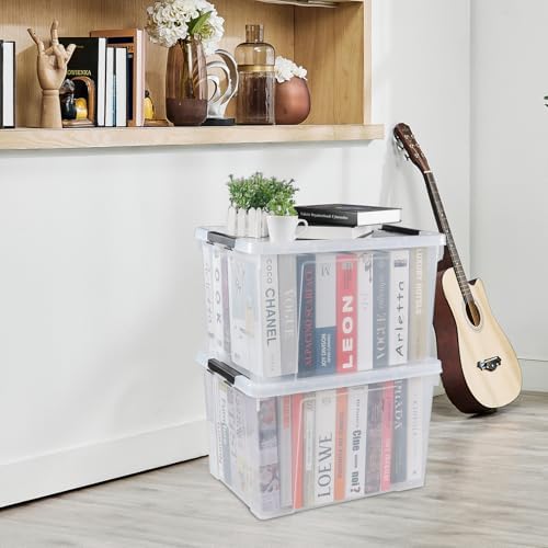 Obstnny 50 Quart Latching Container Bin, 4 Pack Plastic Wheeled Storage Box - Image 7