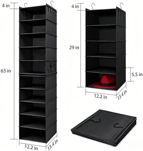 LADYBRO Oxford Cloth Hat Rack for Closet, Storage or Display, Black, Large - Image 2