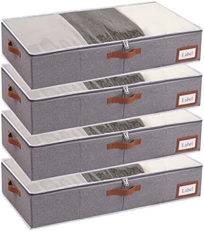 Yawinhe 27L Under Bed Storage,4 Pack Collapsible Container Bags,Grey by Yawinhe