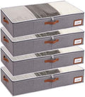 Yawinhe 27L Under Bed Storage,4 Pack Collapsible Container Bags,Grey by Yawinhe