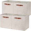 Temary Cube Storage Bins 12 Inch Storage Cubes 4PCs Fabric Organizer Bins Boxes with Handles, Sturdy Collapsible Closet Storage Organizer for Shelf, Bedroom, Cabinet (Beige, 12 x 12 x 12) by TEMARY