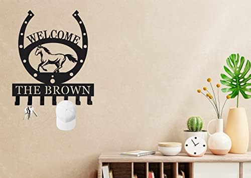 Custom Horseshoe Metal Key Holder for Wall, Personalized Family Name Metal Key Hooks - Image 3