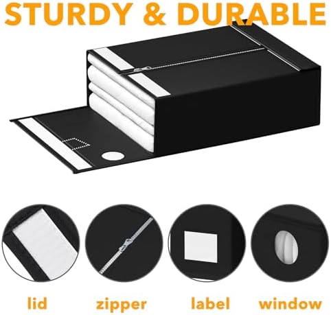 SpaceAid 12 Pack Bed Sheet Organizers and Storage, Foldable Sheet Organizer for Linen Closet, Set Folder Keeper with Window XL (Queen & King Size) Bedding Container (Black) - Image 6