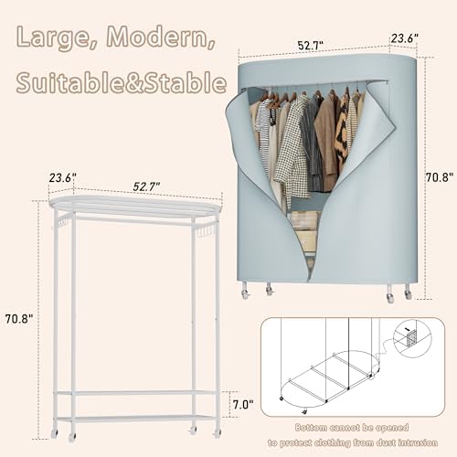 BACEKOLL Clothes Rack with Cover Heavy Duty Rolling Portable Closet 380LBS - Image 3