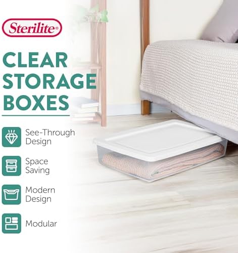Sterilite 24-Pack 41 Quart Storage Box, Stackable Clear Plastic Bins with Snap-On Lids - Heavy-Duty Organizing Containers for Closet, Bathroom, and Office - Image 3