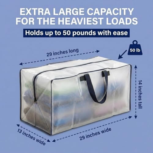 PACKING BAGS 8-Pack XL Moving Bags with Strong Handles & Zippers, Clear - Image 3