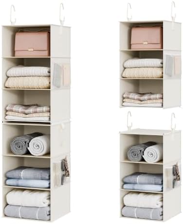 StorageWorks Hanging Closet Organizer, 6-Shelf with 2-in-1 Design, Ivory by StorageWorks