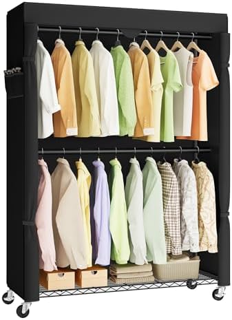 SONGMICS Heavy-Duty Clothes Rack, Portable Closet on Wheels, Fabric Cover by SONGMICSbySONGMICSHOME