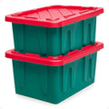 HOMZ Durabilt Plastic Storage Bins with Lids, 15 Gal, Red/Green, 2 Pack by Homz