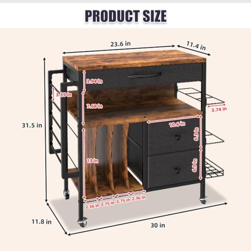 Wrapping Paper Storage Cart, Rolling Gift Wrap Station with 3 Drawers & Side Holders, Wrapping Paper Organizer Holder with Wheels for Gift Bags, Ribbons, Wrapping Supplies - Image 6
