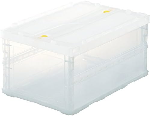 TRUSCO TSK-C40B-TM Thin Folding Container Scale, 1.4 gal (40 L) with Locking Lid, Transparent, Storage Box by Trusco