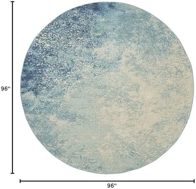 Nourison Home Passion Navy/Light Blue 8' x Round Area-Rug, Modern, Abstract, Easy-Cleaning, Non Shedding, Bed Room, Living Room, Dining Room, Kitchen, (8' Round) - Image 2
