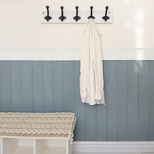WEBI Rustic Coat Rack Wall Mount,5 Cast Iron Coat Hooks Wall Mounted,Heavy Duty Antique Vintage Hooks for Hanging Coats,Jacket,Clothes,Black on White,2 Packs - Image 6