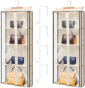 Silkfly 2 Pack Hanging Purse Organizer for Closet Clear Handbag Storage Hanger with Zipper Holder over The Door Wardrobe Tote Bag Storage Holder for Bedrooms Living Room by Silkfly