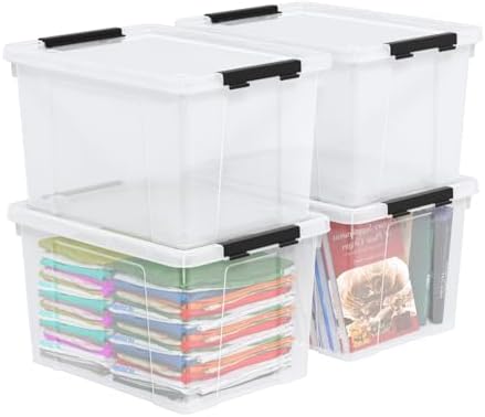 35 Quart Plastic Clear Latching Storage Box with Wheels, 4-Pack - Image 7