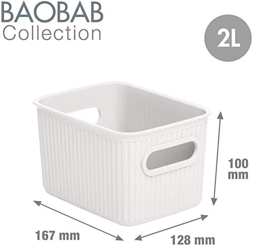 Tatay 7010901 Multipurpose Organizer Basket Set with Lid, 3X White, Medium - Image 4