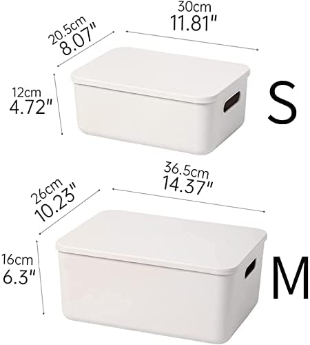 Yishyfier Plastic Storage Baskets With Lid Organizing Container Lidded Knit Storage Organizer Bins for Shelves Drawers Desktop Closet Playroom Classroom Office (M+2S, Light grey) - Image 6