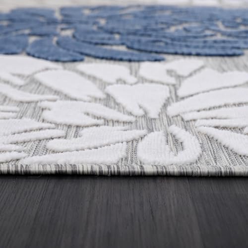 Luul Home Floral Indoor Outdoor Runner Rugs 2x7 Entryway Rug, Kitchen, Hallway Rug Washable Stain Resistant Outside Carpet Blue 2 x 7 - Image 5