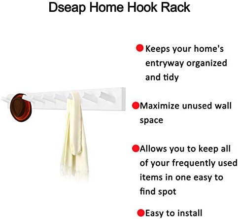 Dseap Coat Rack Wall Mounted - 10 Peg Hooks, 38-1/4" Long, Heavy Duty Wall Coat Hanger Coat Hook for Clothes Hat Jacket Clothing, White - Image 7