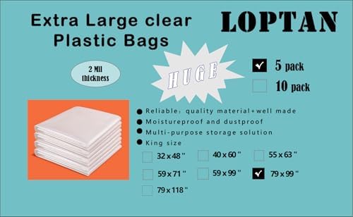 Extra Large Plastic Storage Bags 79 x 99 inches for Large Item Storage - Image 2