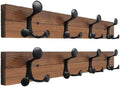 SKOLOO 24-Inch Wood Coat Rack Wall Mount with 4 Triple Hooks - Ideal for Family Entrances, Classrooms, and Pet Supplies Storage - Perfect Coat Hooks for Wall,Charred Golden Brown, Pack of 2 by SKOLOO