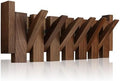 Wooden Coat Rack Hanger Wall Mount with 6 Hooks Wall Mounted Coat Rack Coat Rack Wall Mount Made of Walnut Wood by Evionlin