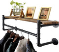 WEBI Wall Mounted Clothes Rack with Shelf,41.3" Long Industrial Pipe Clothing Rack with Shelves,Heavy Duty Iron Garment Rack Bar,Retail Display Clothes Rod for Clothes,Laundry Room,Black by WEBI