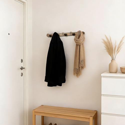 Coat Rack Wall Mounted, Antique Brass Zinc Alloy with 5 Hooks - Image 5