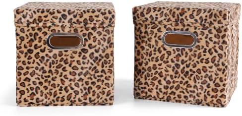 ANMINY Leopard Cheetah Print Storage Cubes Bins with Lids, 11Inch 2PCS by ANMINY